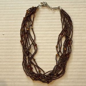 Chico’s brown beaded necklace Free Shipping!